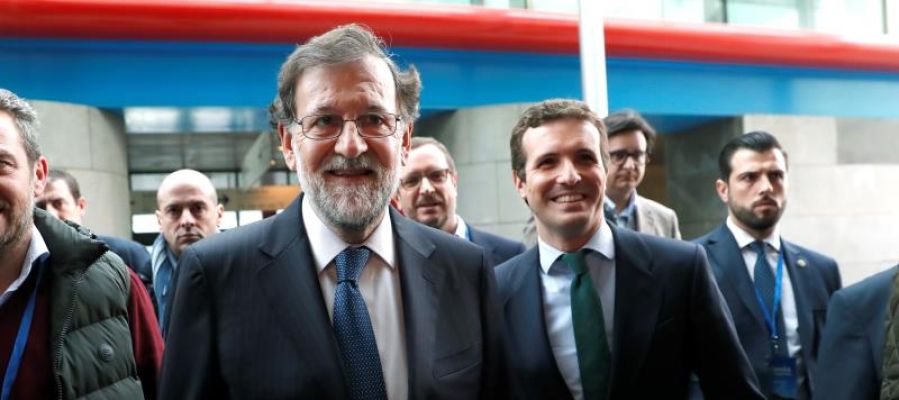 Mariano Rajoy y Pablo Casado en la entrada a la convención del PP Mariano Rajoy y Pablo Casado en la entrada a la convención del PP