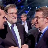 Pablo Casado, Mariano Rajoy y Alberto Núñez Feijóo en la convención del Partido Popular