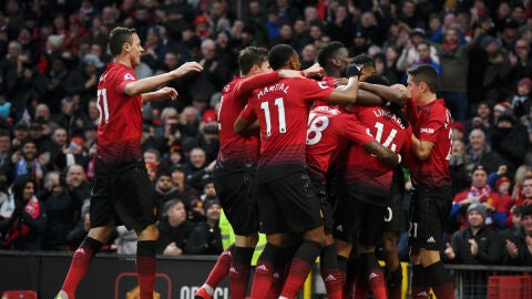 El Manchester United celebra un gol