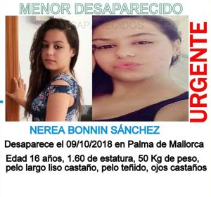 Nerea Bonnín Sánchez, desaparecida en Palma desde el pasado 9 de octubre Nerea Bonnín Sánchez, desaparecida en Palma desde el pasado 9 de octubre