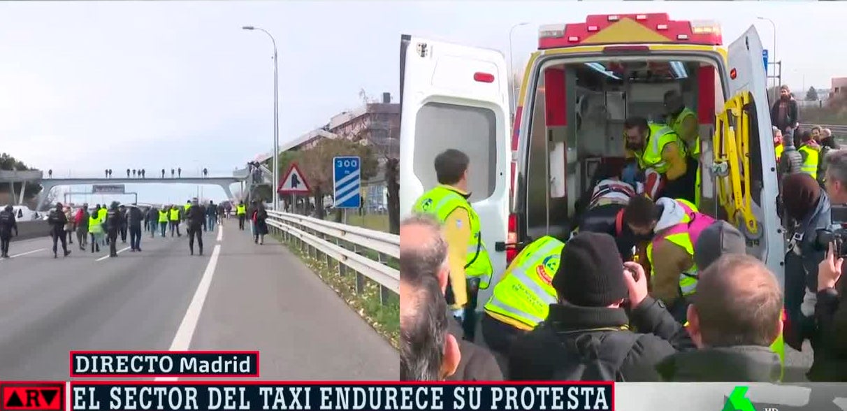 Un coche arrolla a un taxista que intentaba cortar la A-2 y se da a la fuga Un coche arrolla a un taxista que intentaba cortar la A-2 y se da a la fuga