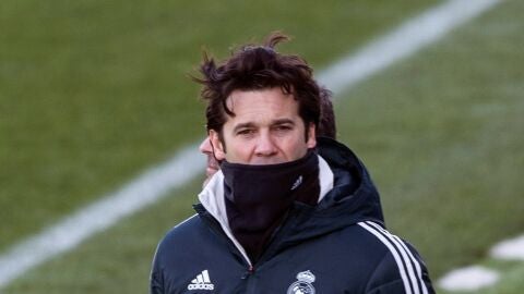 Solari, durante el &uacute;ltimo entrenamiento del Real Madrid