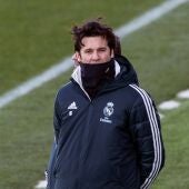 Solari, durante el último entrenamiento del Real Madrid