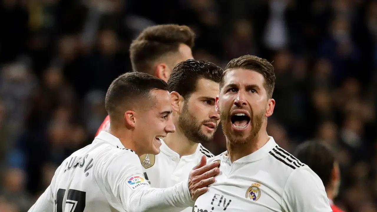 Sergio Ramos celebra su gol ante el Girona Sergio Ramos celebra su gol ante el Girona
