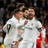 Sergio Ramos celebra su gol ante el Girona