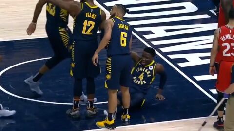 Victor Oladipo, en el momento de su lesi&oacute;n