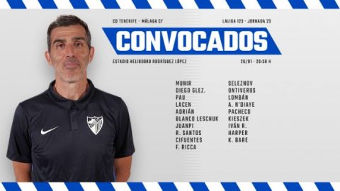 Convocatoria del M&aacute;laga para el encuentro en Tenerife