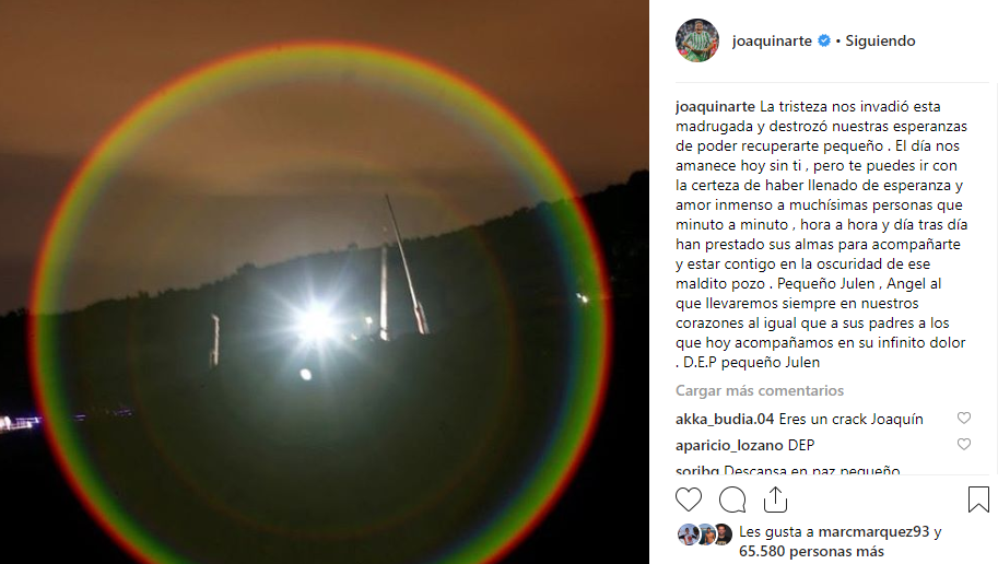 El Sevilla FC, Joaquín, Marc Márquez... El mundo del deporte llora la muerte de Julen: las muestras de cariño en redes sociales El Sevilla FC, Joaquín, Marc Márquez... El mundo del deporte llora la muerte de Julen: las muestras de cariño en redes sociales