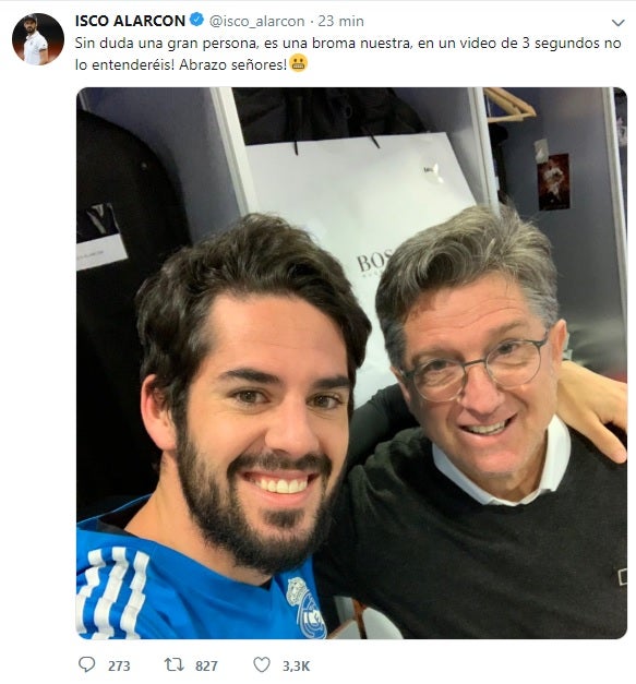 Isco aclara su polémica con Chendo: "Es una broma nuestra" Isco aclara su polémica con Chendo: "Es una broma nuestra"