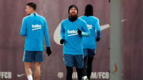 Leo Messi entrena con el Bar&ccedil;a