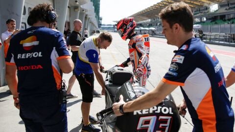Marc M&aacute;rquez, en los primeros test de Sepang