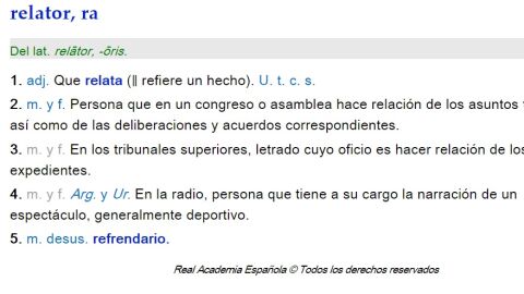 Definici&oacute;n de la RAE de relator