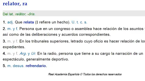 Definición de la RAE de relator Definición de la RAE de relator