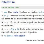 Definición de la RAE de relator