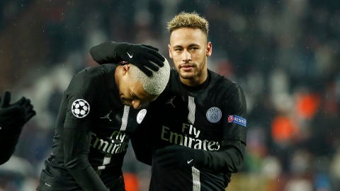 Neymar y Mbappe en un partido del PSG