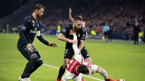 Sergio Ramos, en un momento del encuentro ante el Ajax. Sergio Ramos, en un momento del encuentro ante el Ajax.
