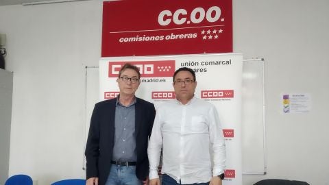 Jaime Cedr&uacute;n y Vicente Garc&iacute;a en la sede de CC.OO del Henares