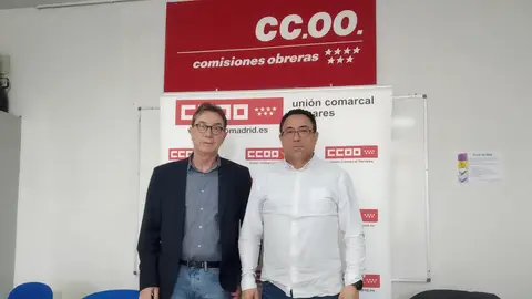 Secretarios Generales de Madrid y Henares Jaime Cedrún y Vicente García en la sede de CC.OO del Henares
