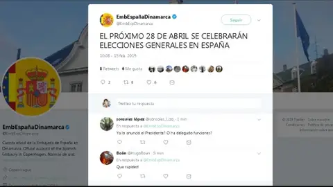 Tweet de la embajada de España en Dinamarca Tweet de la embajada de España en Dinamarca