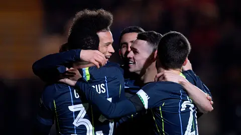 Los jugadores del Manchester celebran un gol Los jugadores del Manchester celebran un gol