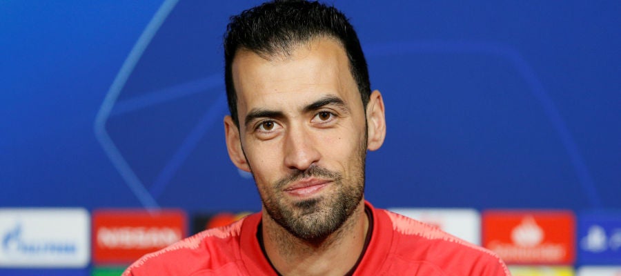 Sergio Busquets, en rueda de prensa en Lyon Sergio Busquets, en rueda de prensa en Lyon