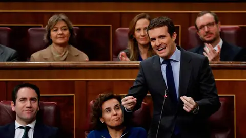 Pablo Casado durante su intervención en la sesión de control al Gobierno Pablo Casado durante su intervención en la sesión de control al Gobierno