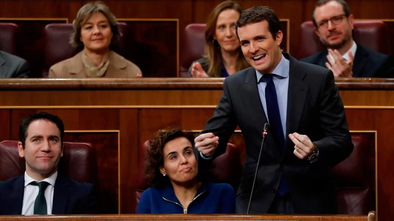 Pablo Casado durante su intervención en la sesión de control al Gobierno Pablo Casado durante su intervención en la sesión de control al Gobierno