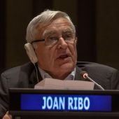 El alcalde de València, Joan Ribó, durante su intervención ante la ONU. 