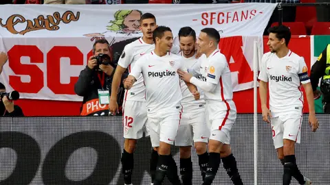 Ben Yedder celebra el 1-0 ante la Lazio Ben Yedder celebra el 1-0 ante la Lazio