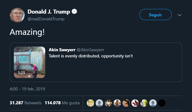 Una mujer africana deja alucinado a Donald Trump por su manejo del balón Una mujer africana deja alucinado a Donald Trump por su manejo del balón