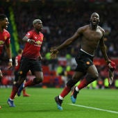 Lukaku celebra un gol del Man U