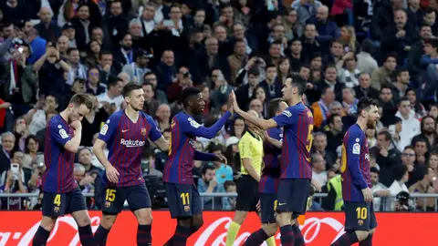 El Barcelona celebra un gol El Barcelona celebra un gol
