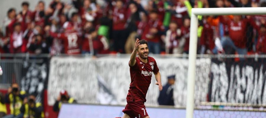 David Villa celebra un gol con el Vissel Kobe David Villa celebra un gol con el Vissel Kobe