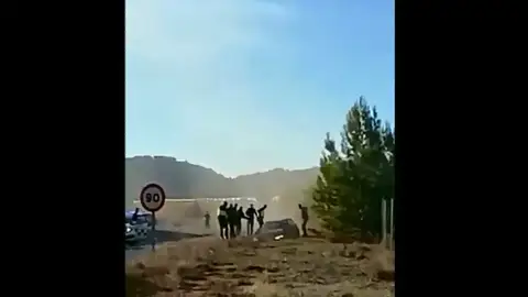 Un coche se salta un control policial en Teruel Un coche se salta un control policial en Teruel