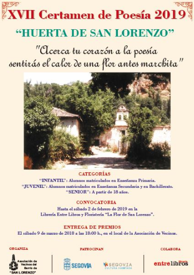 Certamen de Poesía Huerta de San Lorenzo Certamen de Poesía Huerta de San Lorenzo