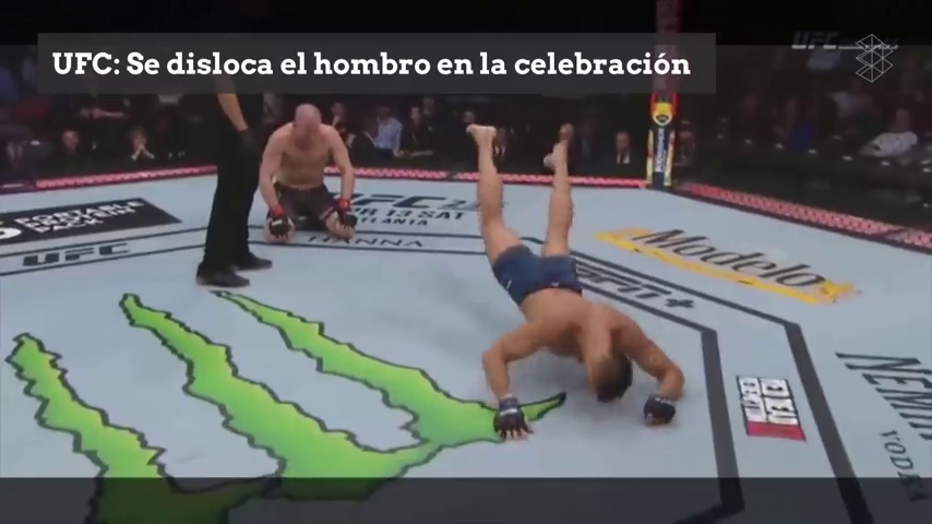 Gana por KO con un rodillazo volador y se disloca el hombro con la celebración Gana por KO con un rodillazo volador y se disloca el hombro con la celebración