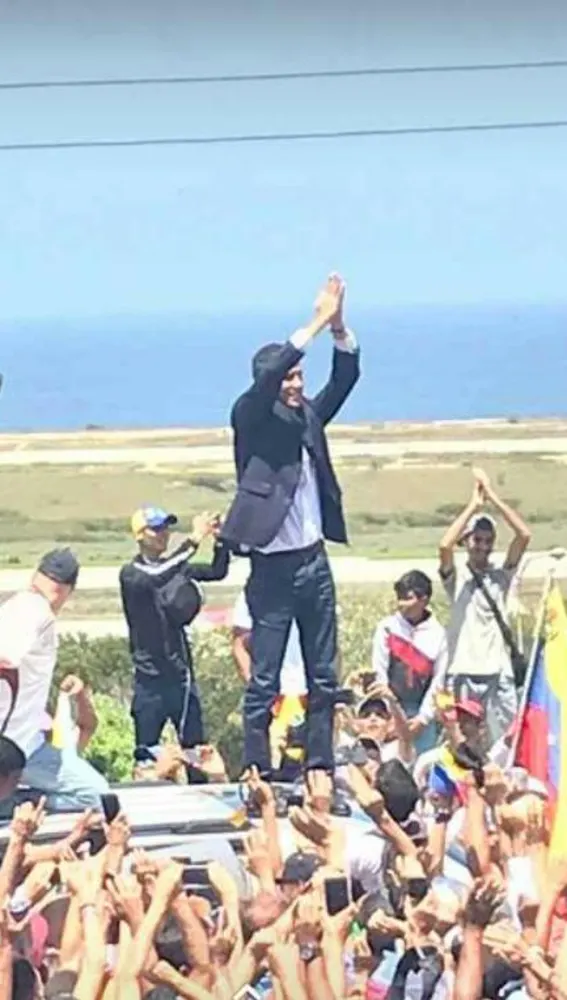 Juan Guaidó a su llegada a Venezuela