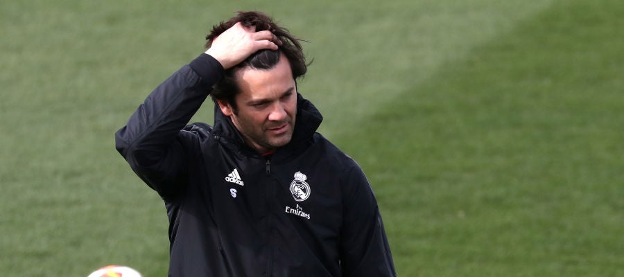 Solari, durante un entrenamiento del Real Madrid Solari, durante un entrenamiento del Real Madrid