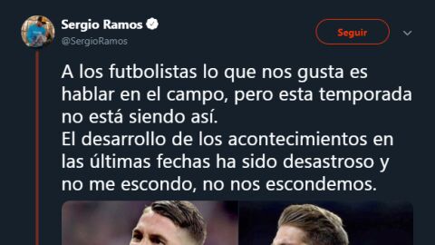 Sergio Ramos responde a las cr&iacute;ticas en Twitter
