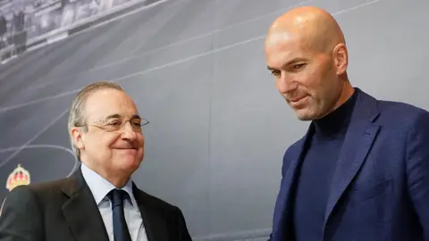 Florentino Pérez y Zinedine Zidane en rueda de prensa Florentino Pérez y Zinedine Zidane en rueda de prensa