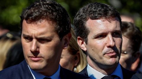 El presidente del PP, Pablo Casado, y el presidente de Ciudadanos, Albert Rivera