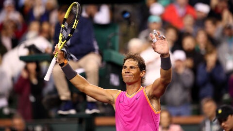 Nadal celebra su victoria ante Donaldson