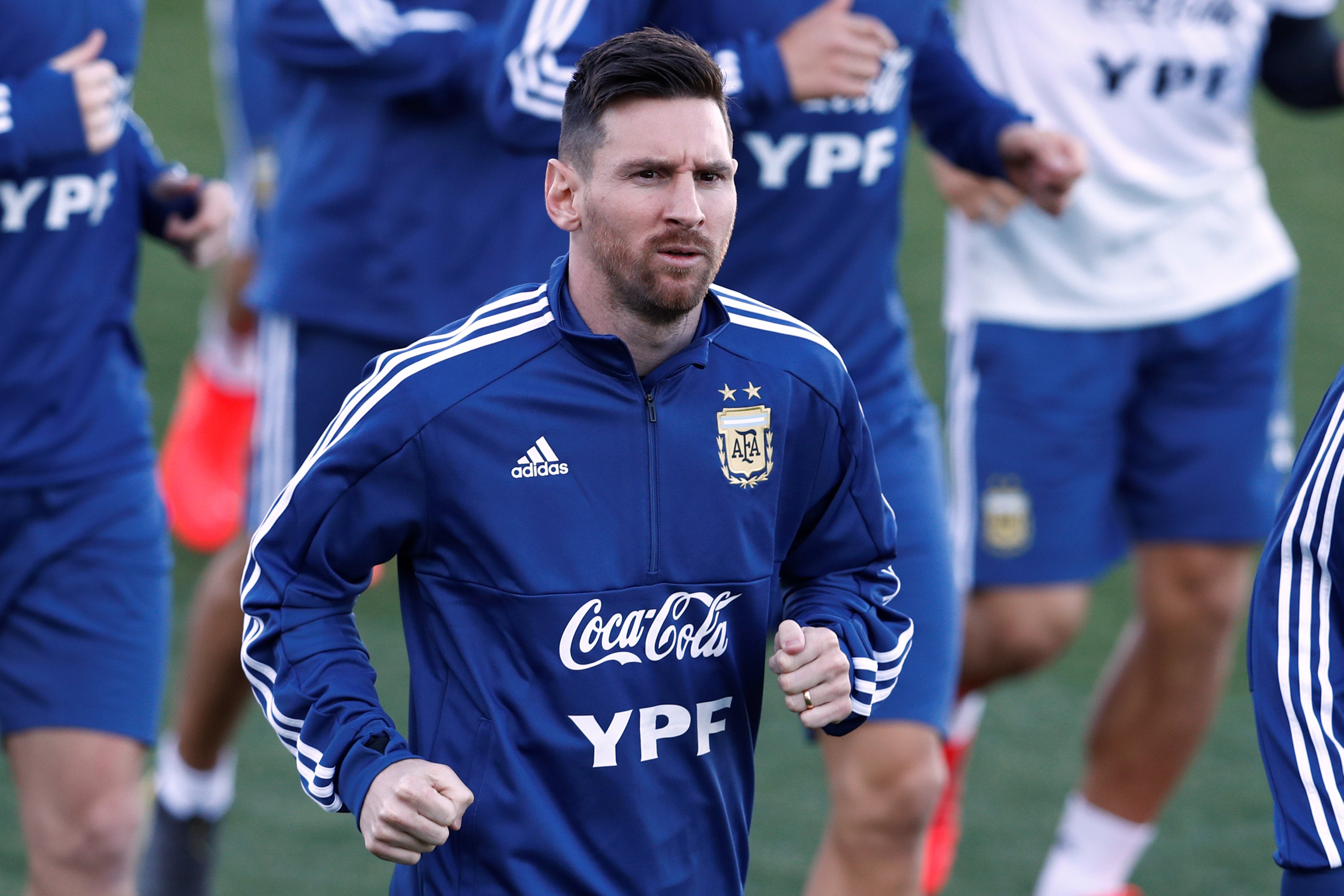 Messi, protagonista del primer entrenamiento de Argentina en Valdebebas Messi, protagonista del primer entrenamiento de Argentina en Valdebebas