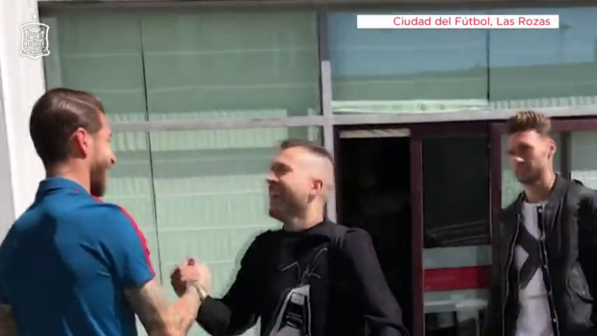 Sergio Ramos ejerce de capitán de la Selección y recibe a todos sus compañeros Sergio Ramos ejerce de capitán de la Selección y recibe a todos sus compañeros