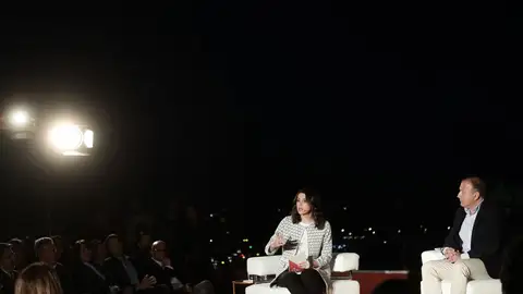 Inés Arrimadas y Joan Mesquida, durante un acto en el Auditorium de Palma Inés Arrimadas y Joan Mesquida, durante un acto en el Auditorium de Palma