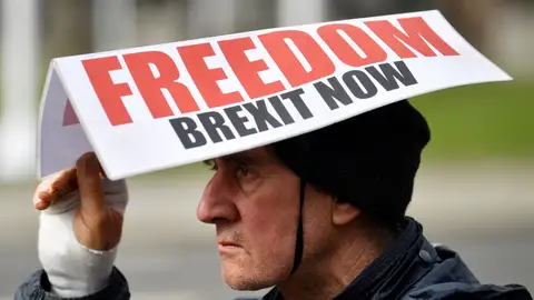 Un manifestante a favor del Brexit Un manifestante a favor del Brexit