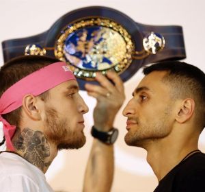 El boxeador vizcaíno Kerman Lejarraga, (i) campeón de Europa del peso welter, ante el ruso David Avanesyan, (d) El boxeador vizcaíno Kerman Lejarraga, (i) campeón de Europa del peso welter, ante el ruso David Avanesyan, (d)