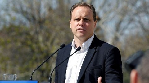 El economista Daniel Lacalle, cuarto en la lista del PP por Madrid al Congreso, en un acto en Le&oacute;n