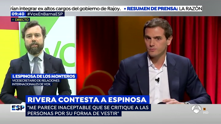 Iván Espinosa de los Monteros: "En Vox tenemos chicas mucho más guapas que las de Ciudadanos" Iván Espinosa de los Monteros: "En Vox tenemos chicas mucho más guapas que las de Ciudadanos"