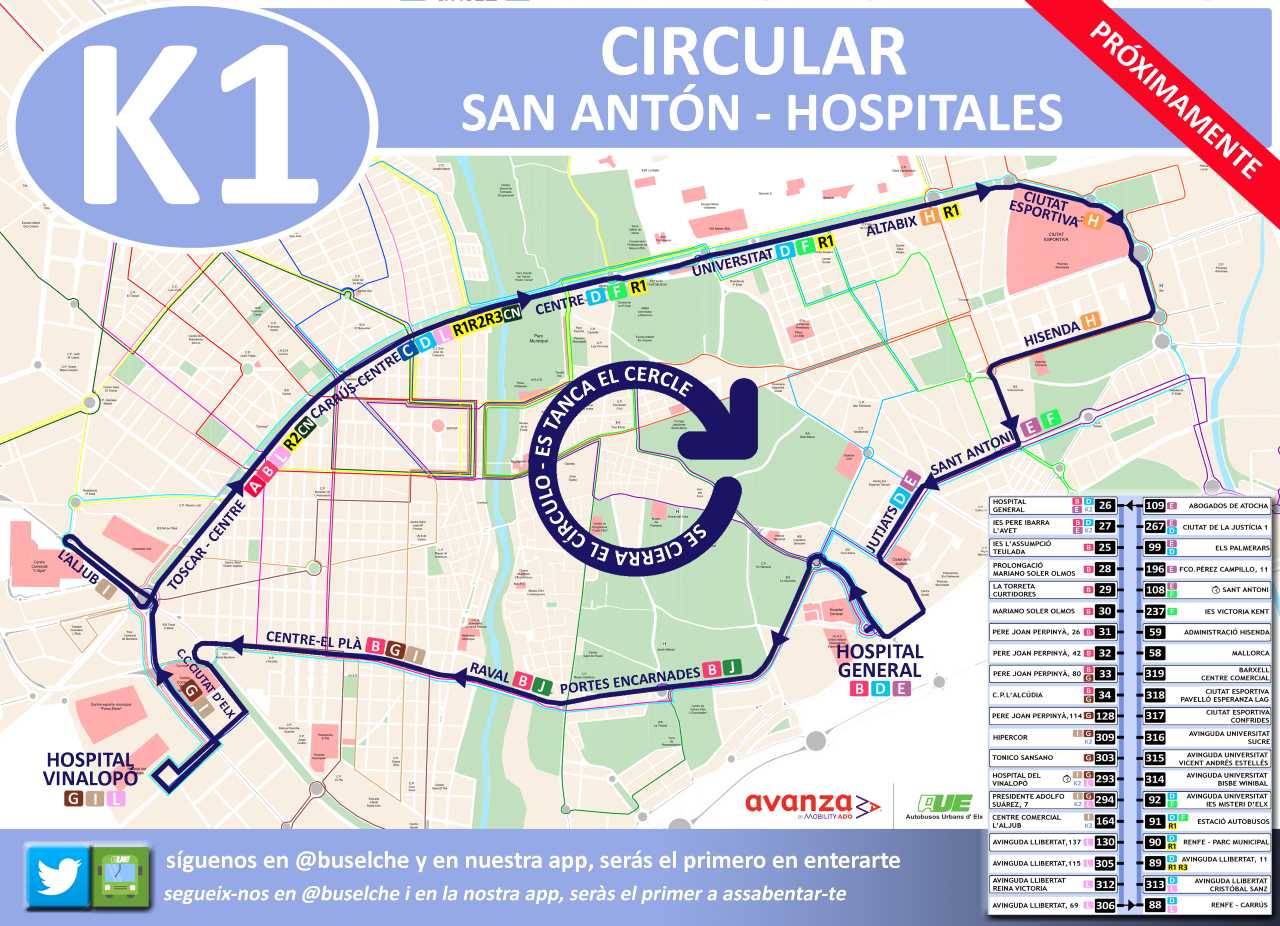 La línea K del autobús urbano de Elche cierra su recorrido circular a partir de este martes La línea K del autobús urbano de Elche cierra su recorrido circular a partir de este martes